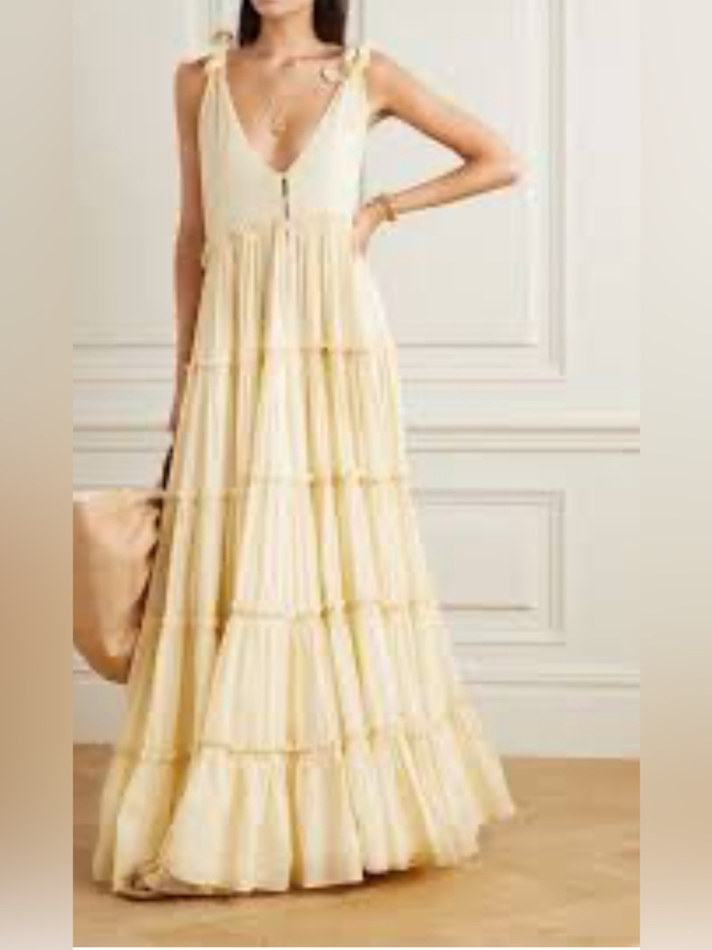 NWT Innika Choo Rayleigh Grait Tiered Maxi Dress in Ivory Size 2/Medium